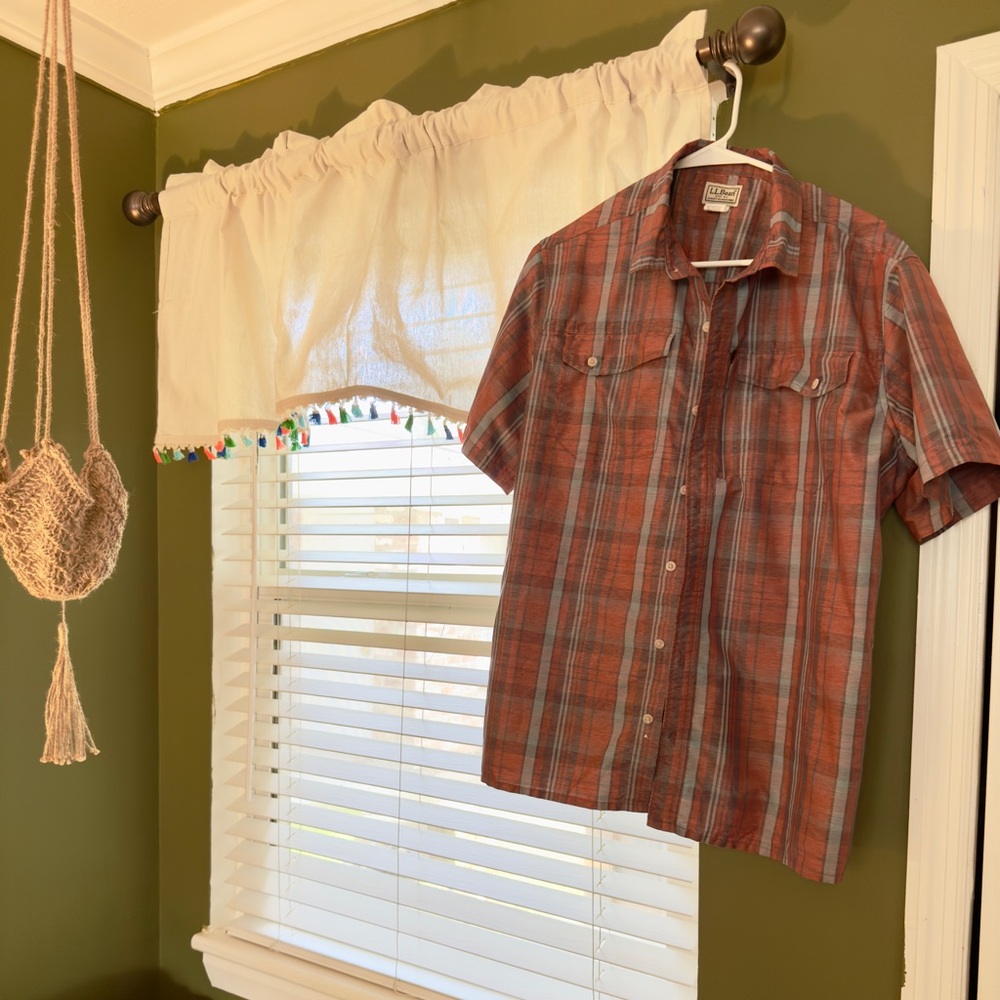 L.L. Bean Red and Blue Casual Button Down Shirt